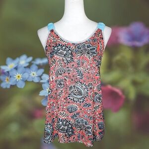 Ginger Jar Multi-Colored Paisley Print Scoop Neck Halter Top